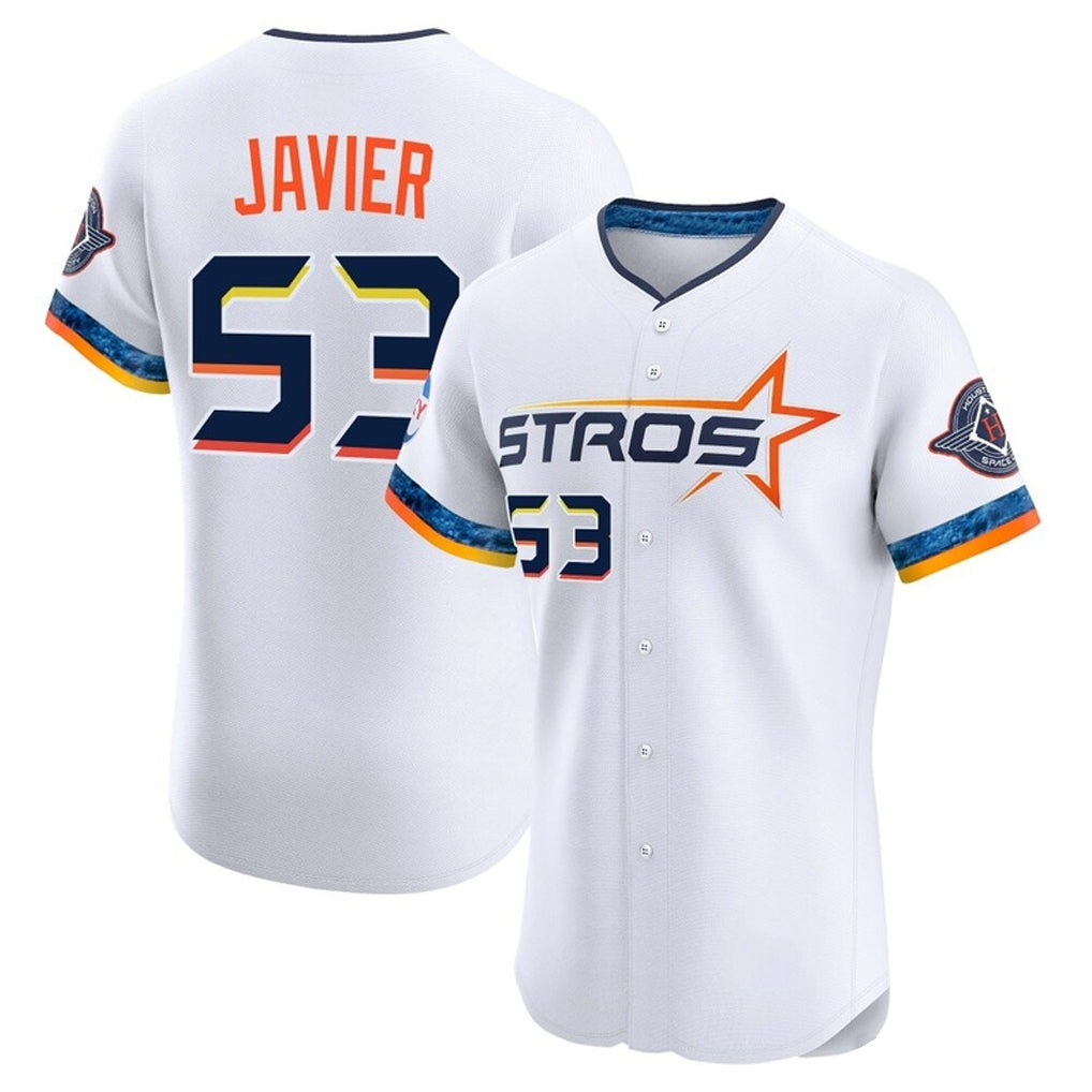 H.Astros #53 Cristian Javier Player White City Connect Limited Elite Home Edoa Stitched Jerseys