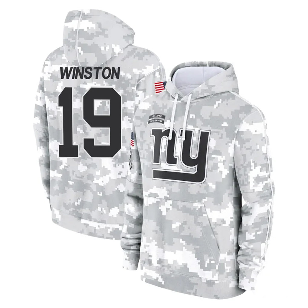 NY.Giants #19 Jameis Winston Player Arctic Camo Salute to Service Pullover Hoodies Limited Game Edoa Stitched Jerseys