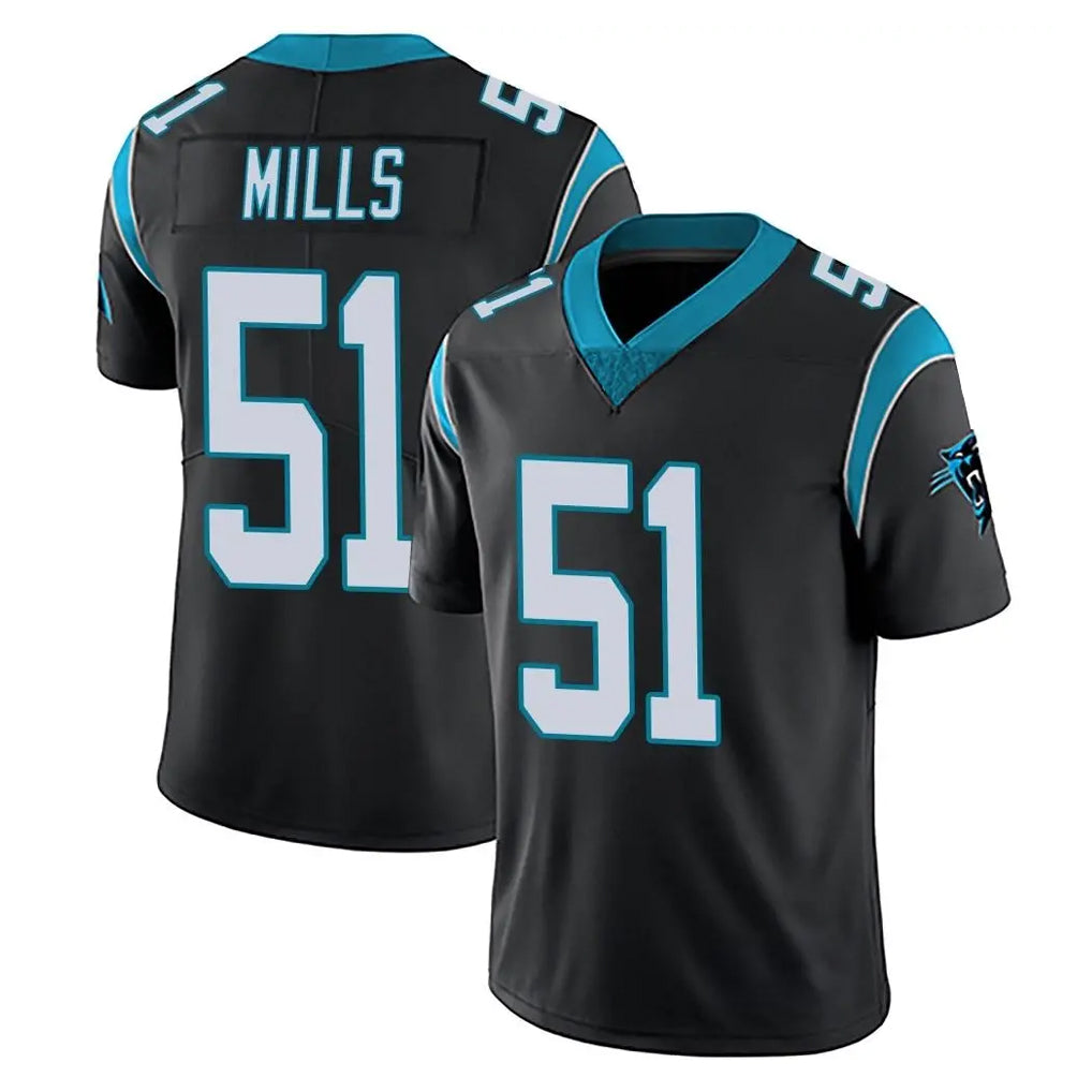 C.Panthers #51 Sam Mills Player Black Vapor Untouchable Limited Game Edoa Stitched Jerseys