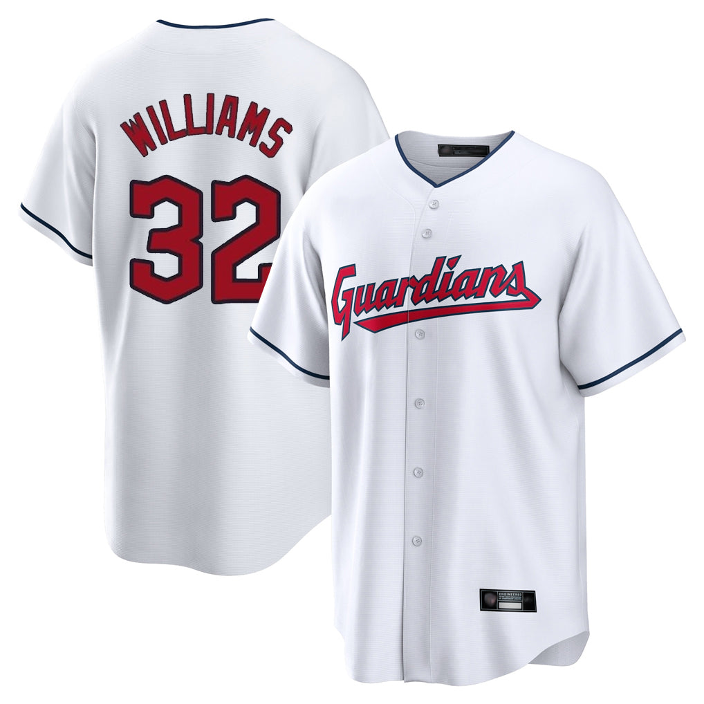 C.Guardians #32 Gavin Williams Player White Home Game Edoa Stitched Jerseys