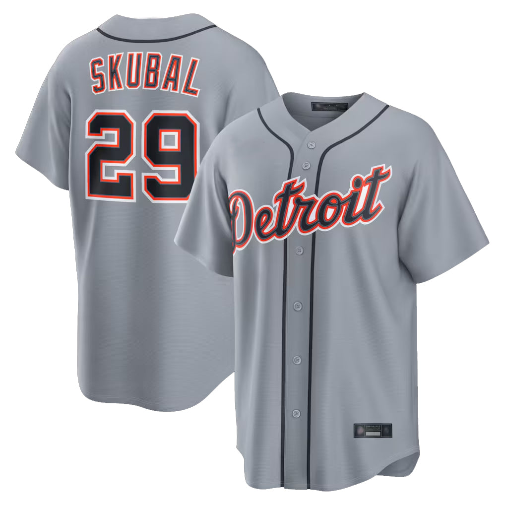 D.Tigers #29 Tarik Skubal Player Gray Home Game Edoa Stitched Jerseys
