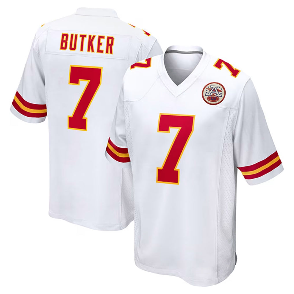 KC.Chiefs #7 Harrison Butker Player White Home Game Edoa Stitched Jerseys