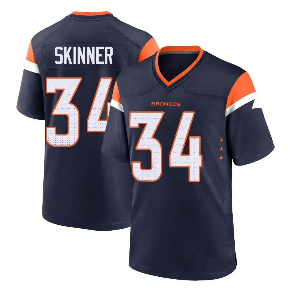 D.Broncos #34 JL Skinner Player Navy Home Game Edoa Stitched Jerseys