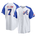 A.Braves #7 Ha-Seong Kim Player White City Connect Home Game Edoa Stitched Jerseys