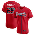 A.Braves #29 John Smoltz Player Red Limited Elite Home Game Edoa Stitched Jerseys