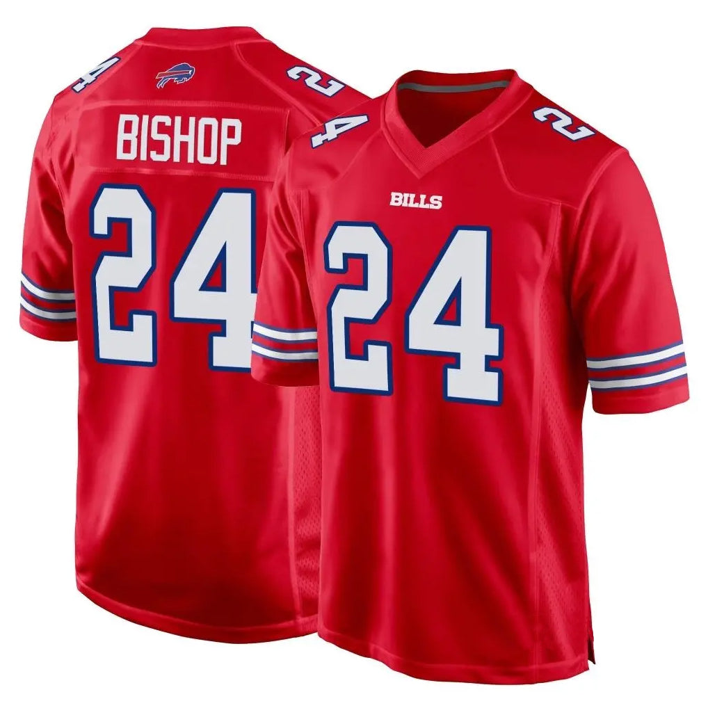 B.Bills #24 Cole Bishop Player Red Home Game Edoa Stitched Jerseys