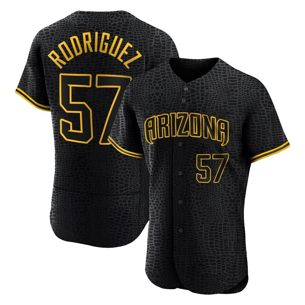 A.Diamondbacks #57 Eduardo Rodriguez Player Black Snake Skin City Limited Elite Home Game Edoa Stitched Jerseys
