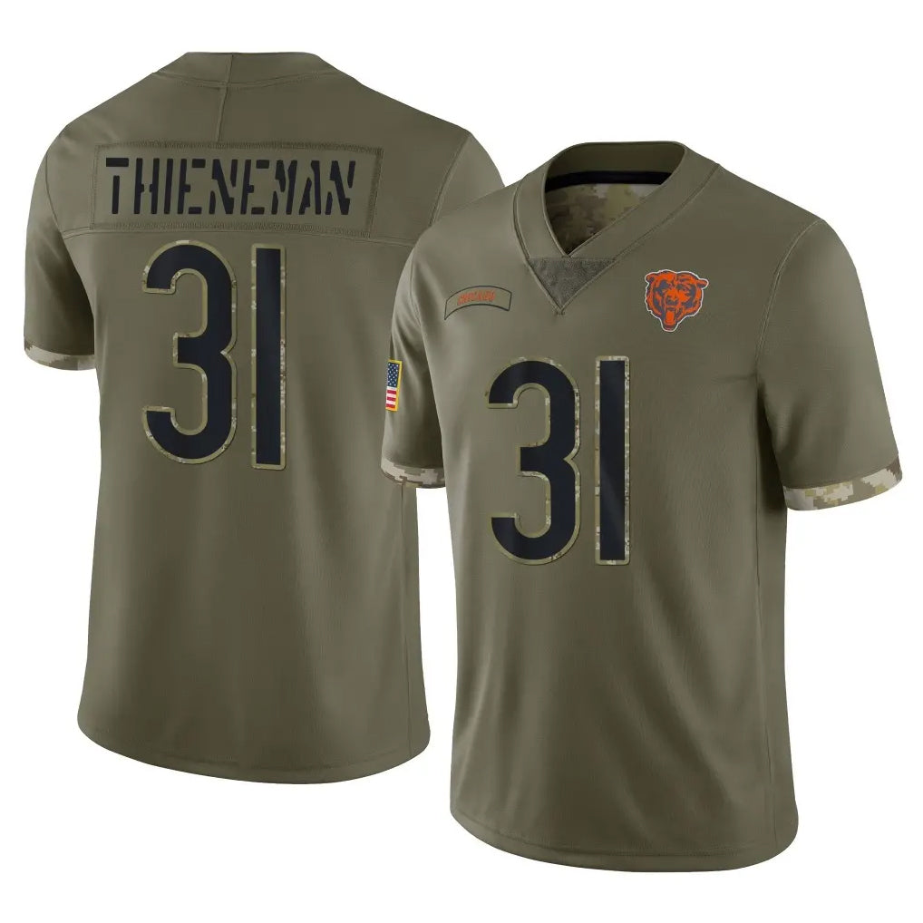 C.Bears #31 Dillon Thieneman Player Olive Salute to Service Limited Game Edoa Stitched Jerseys
