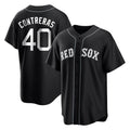 B.Red Sox #40 Willson Contreras Player Black Home Game Edoa Stitched Jerseys