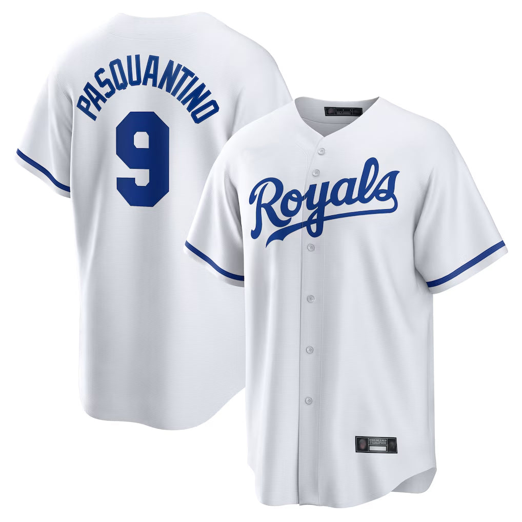 KC.Royals #9 Vinnie Pasquantino Player White Home Game Edoa Stitched Jerseys