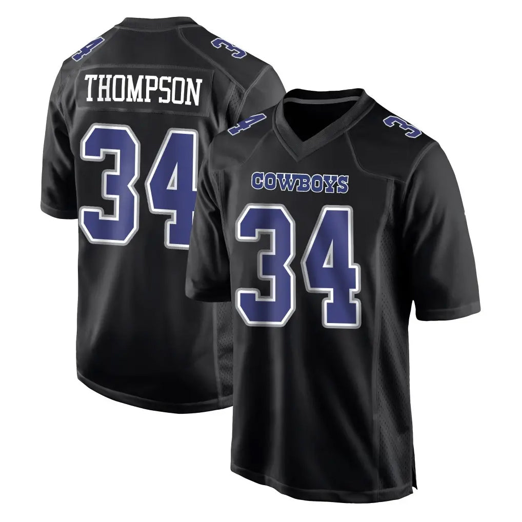 D.Cowboys #34 Jalen Thompson Player Carbon Black Fashion Home Game Edoa Stitched Jerseys