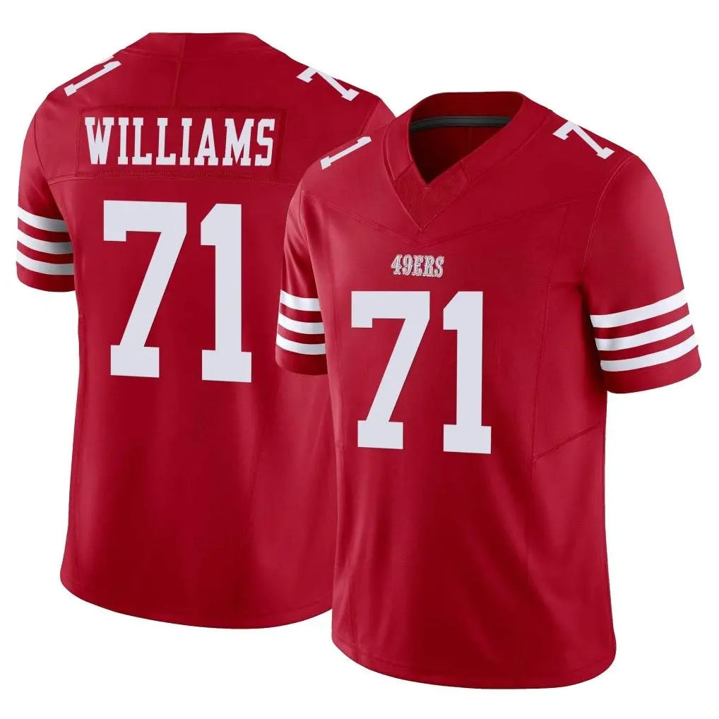 SF.49ers #71 Trent Williams Player Red Limited Vapor F.U.S.E. Home Game Edoa Stitched Jerseys