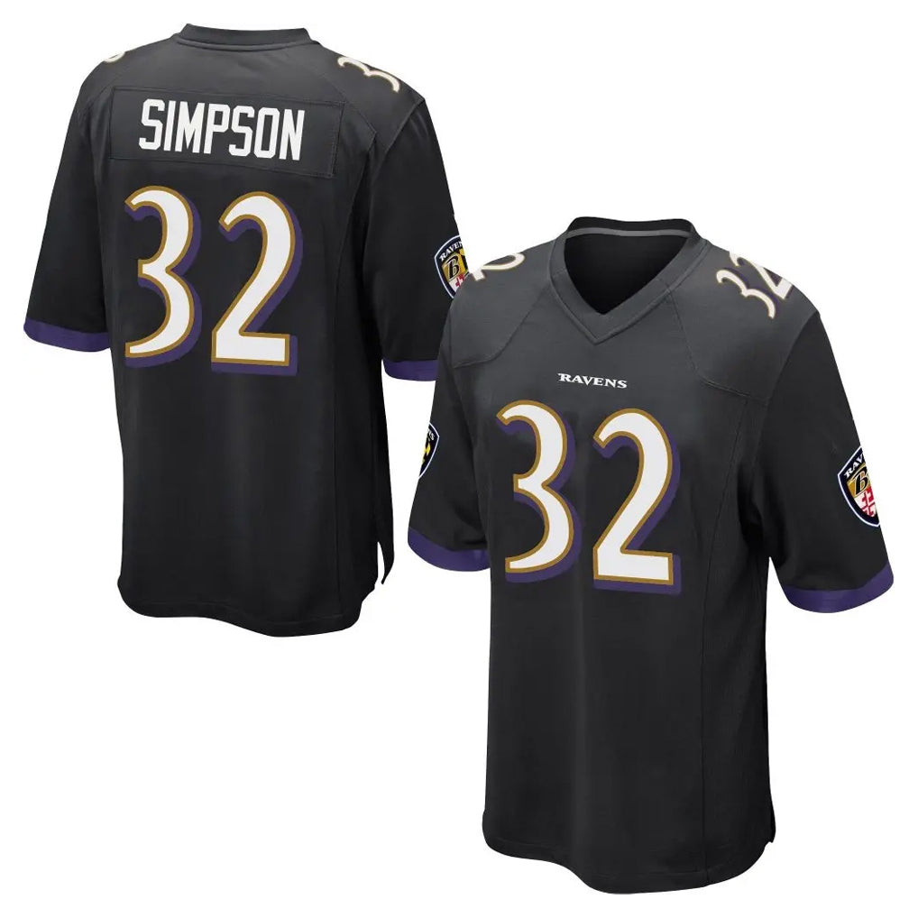B.Ravens #32 Trenton Simpson Player Black Home Game Edoa Stitched Jerseys