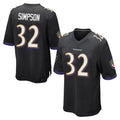B.Ravens #32 Trenton Simpson Player Black Home Game Edoa Stitched Jerseys