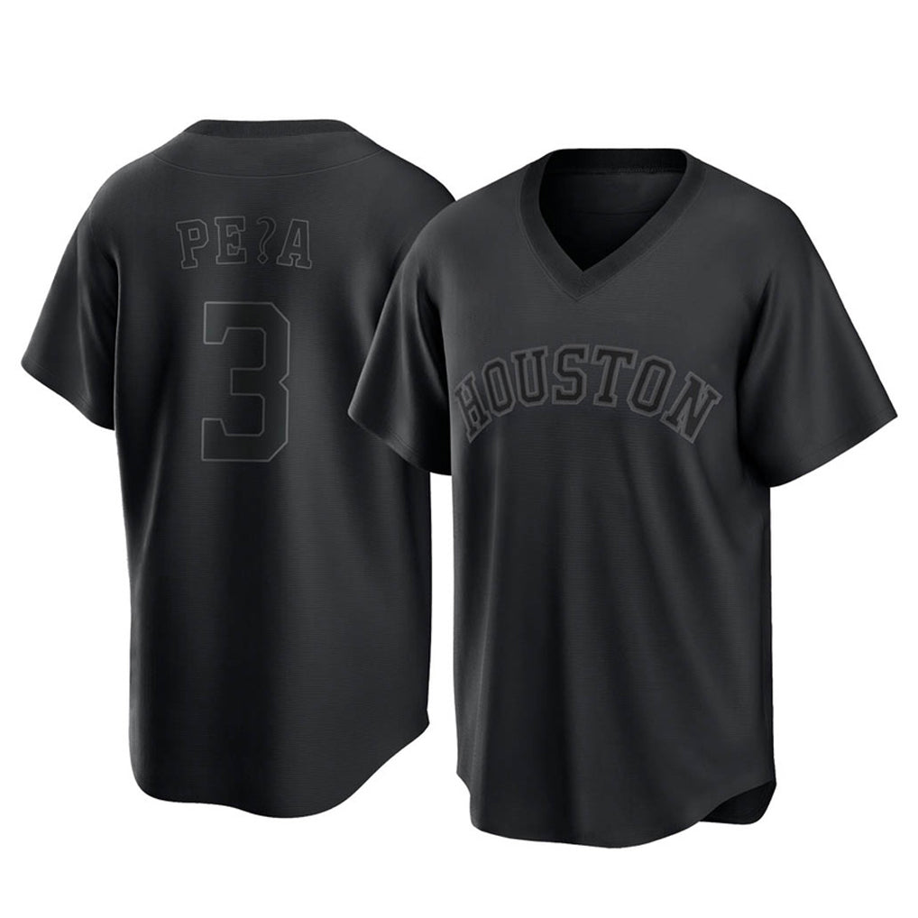 H.Astros #3 Jeremy Pe?a Player Black Fashion T-shirt Home Game Edoa Stitched Jerseys