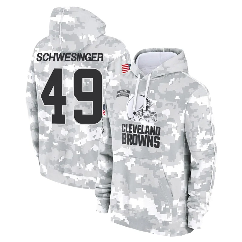 C.Browns #49 Carson Schwesinger Player Arctic Camo Salute to Service Hoodies Limited Game Edoa Stitched Jerseys