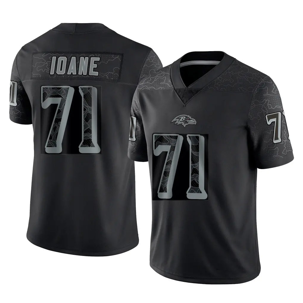B.Ravens #71 Olaivavega Ioane Player Black RFLCTV Limited Edoa Stitched Jerseys