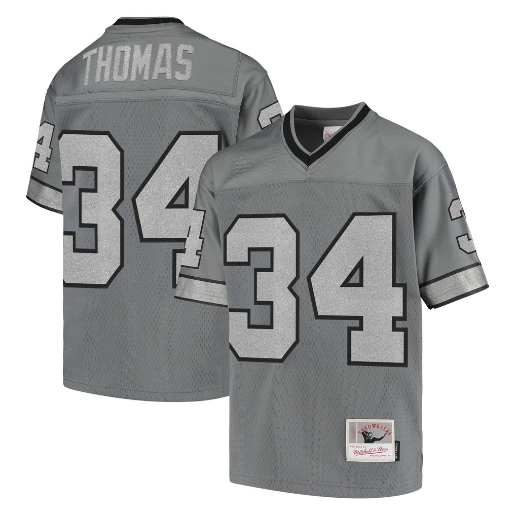 B.Bills #34 Thurman Thomas Player Gray Throwback Replica Edoa Stitched Jerseys