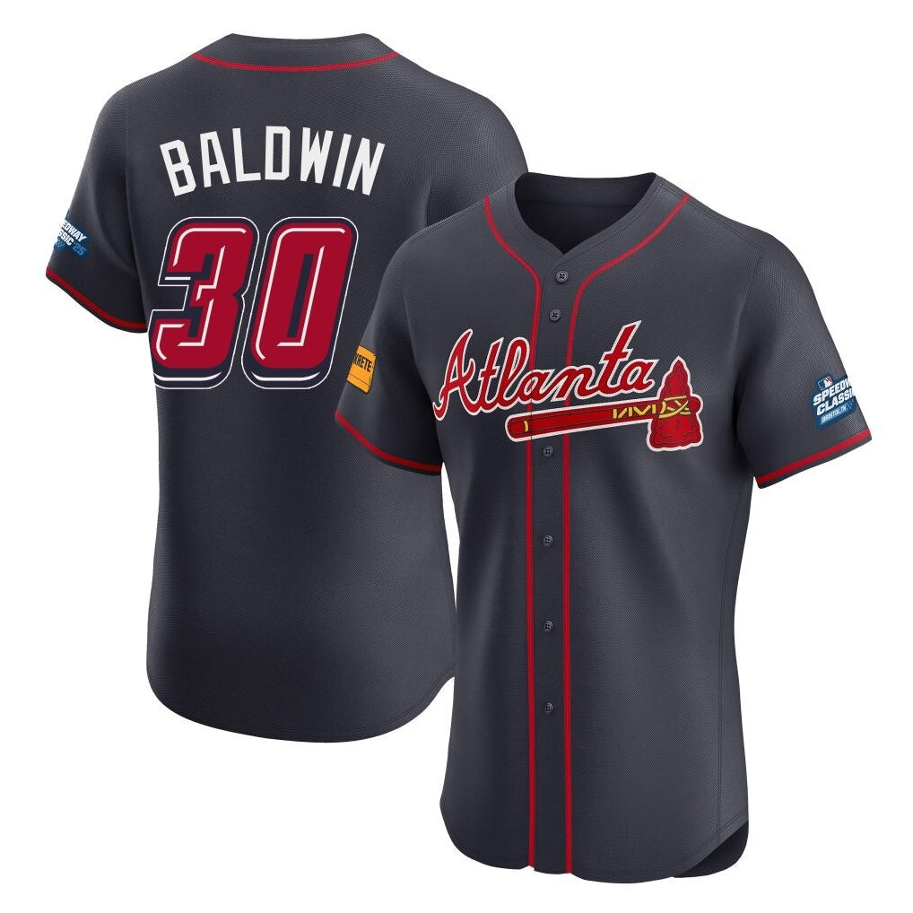 A.Braves #30 Drake Baldwin Player Navy 2025 Speedway Classic Limited Elite Home Game Edoa Stitched Jerseys
