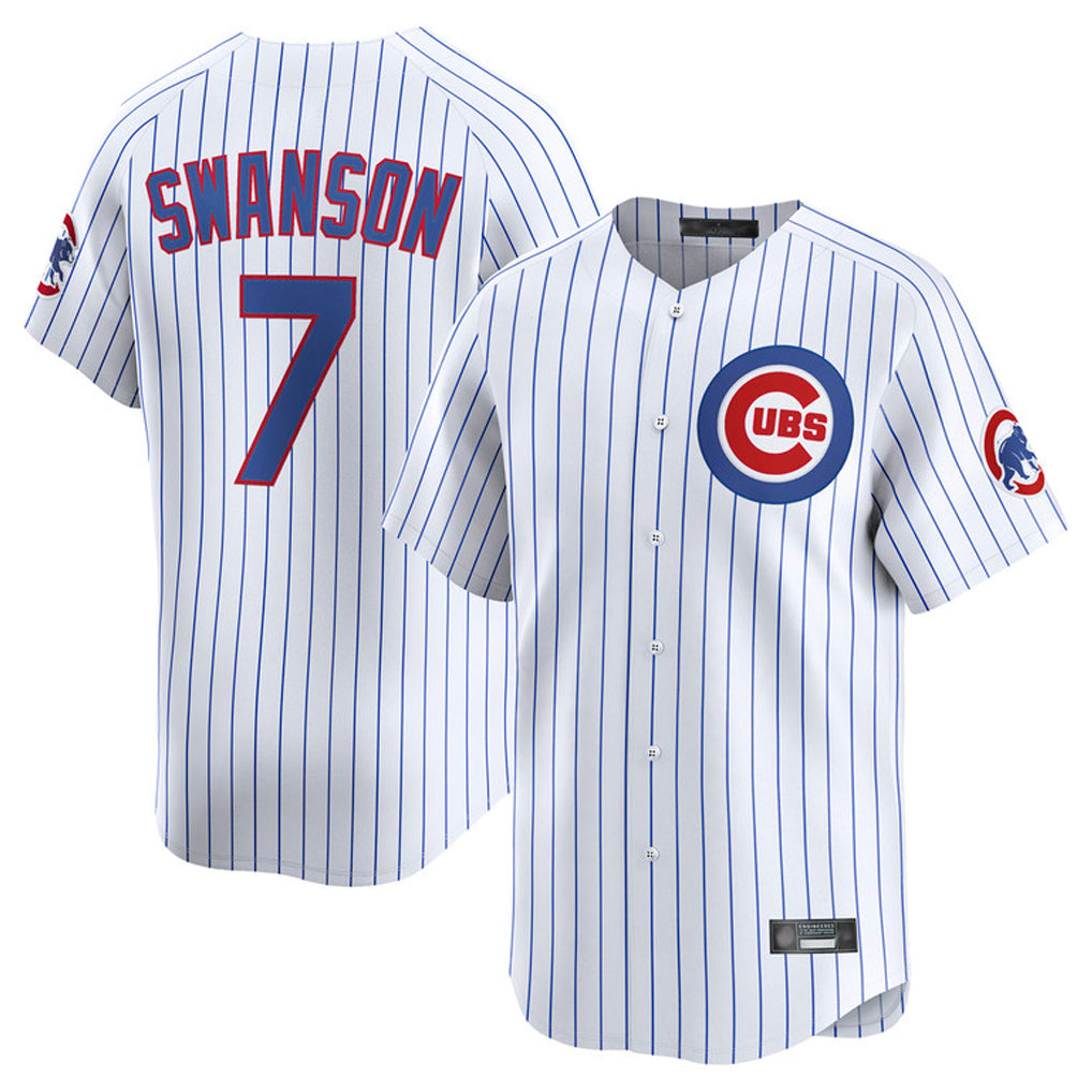 C.Cubs #7 Dansby Swanson Player White Limited Home Game Edoa Stitched Jerseys