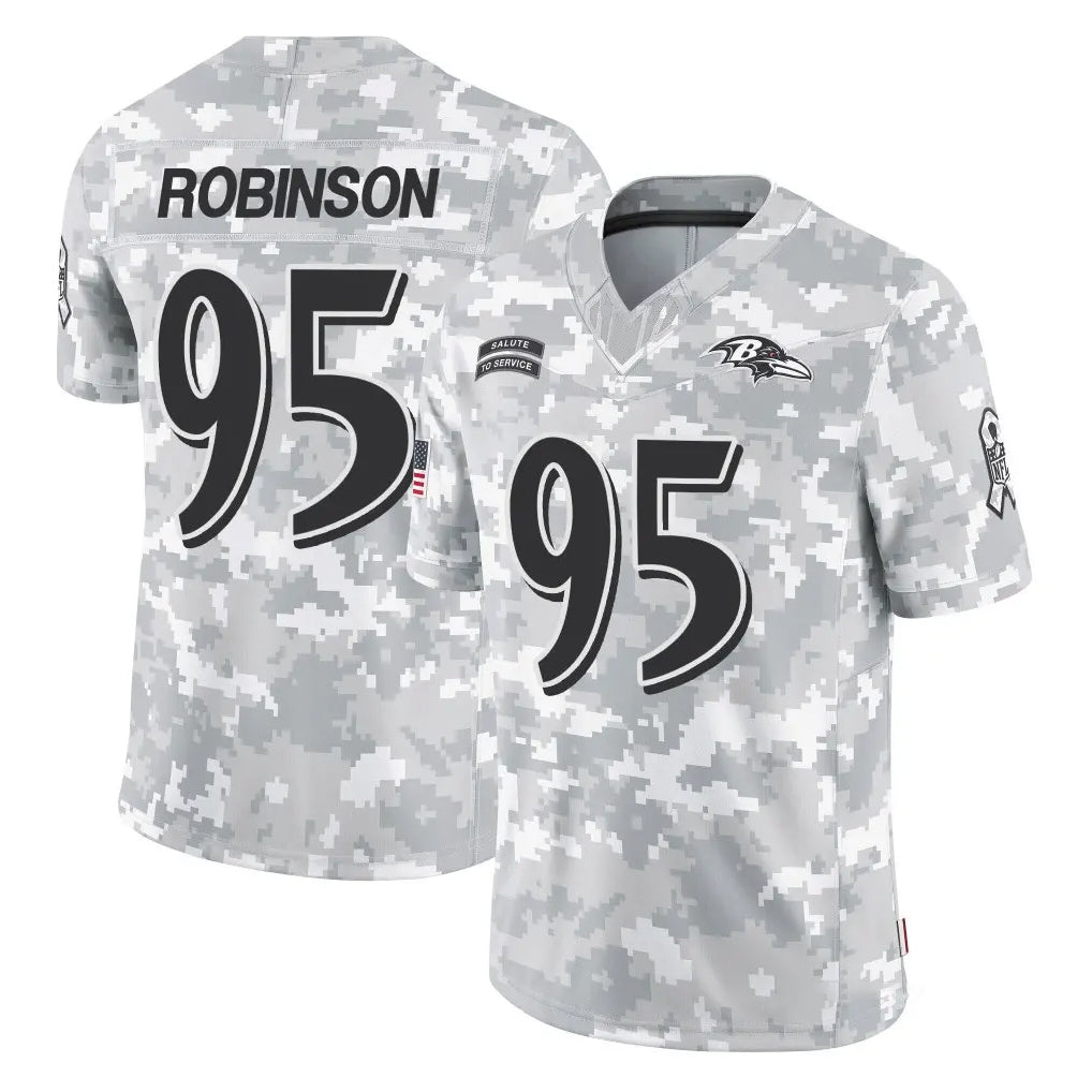 B.Ravens #95 Tavius Robinson Player Arctic Camo Salute to Service Limited Edoa Stitched Jerseys