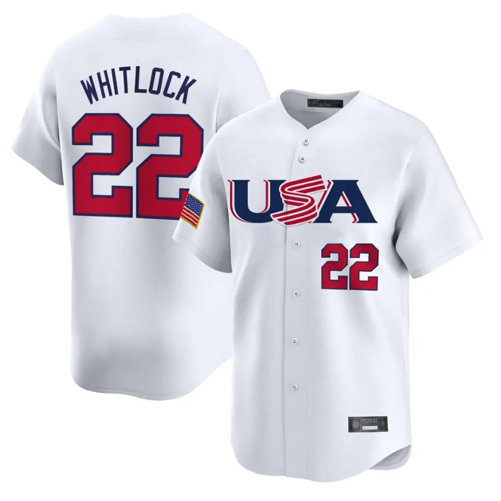 B.Red Sox #22 Garrett Whitlock Player White USA World Classic Home Game Edoa Stitched Jerseys
