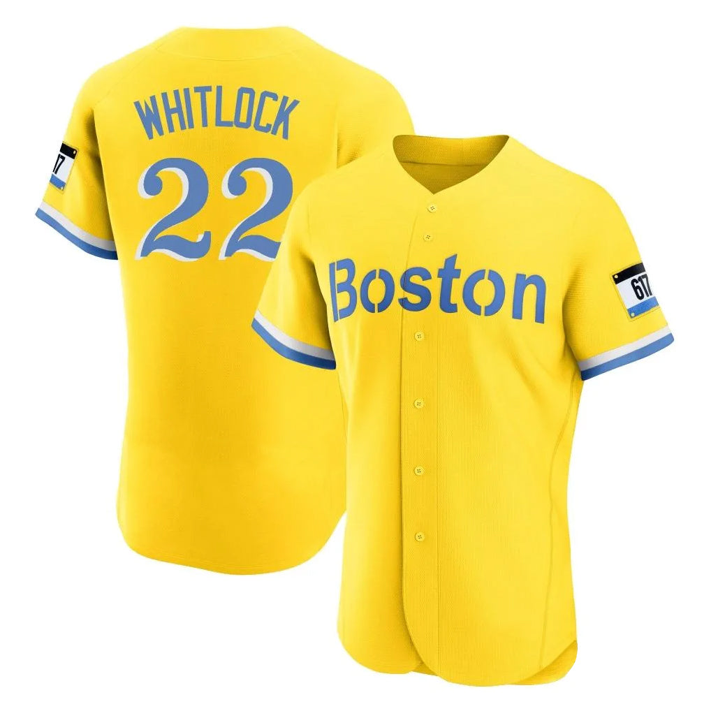B.Red Sox #22 Garrett Whitlock Player Yellow Limited Elite Home Game Edoa Stitched Jerseys