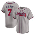 A.Braves #7 Ha-Seong Kim Player Gray Limited Home Game Edoa Stitched Jerseys