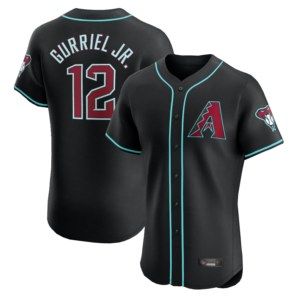 A.Diamondbacks #12 Lourdes Gurriel Jr Player Black Limited Elite Home Game Edoa Stitched Jerseys