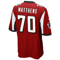 A.Falcons #70 Jake Matthews Player Red Game Edoa Stitched Jerseys