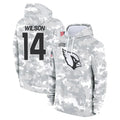 A.Cardinals #14 Michael Wilson Player Arctic Camo Salute to Service Hoodies Edoa Stitched Jerseys