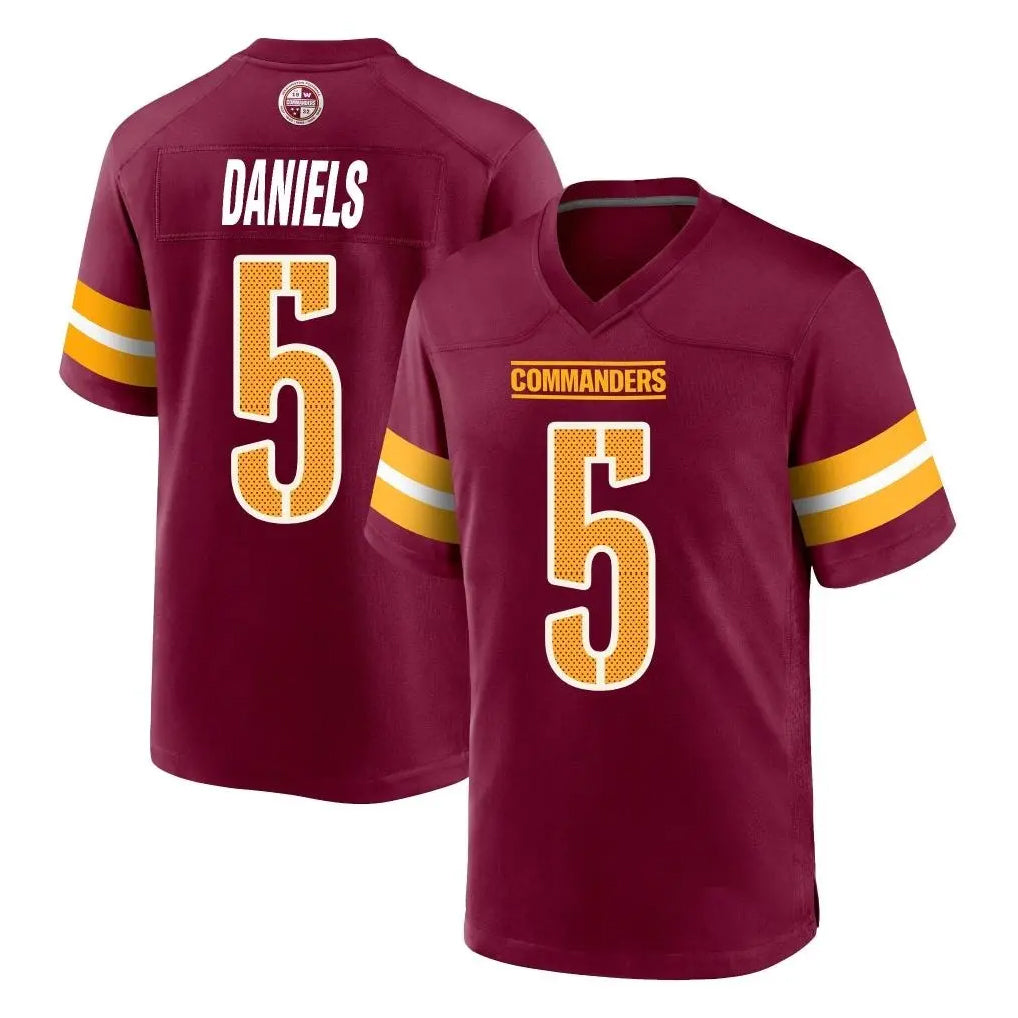 W.Commanders #5 Jayden Daniels Player Burgundy Home Game Edoa Stitched Jerseys