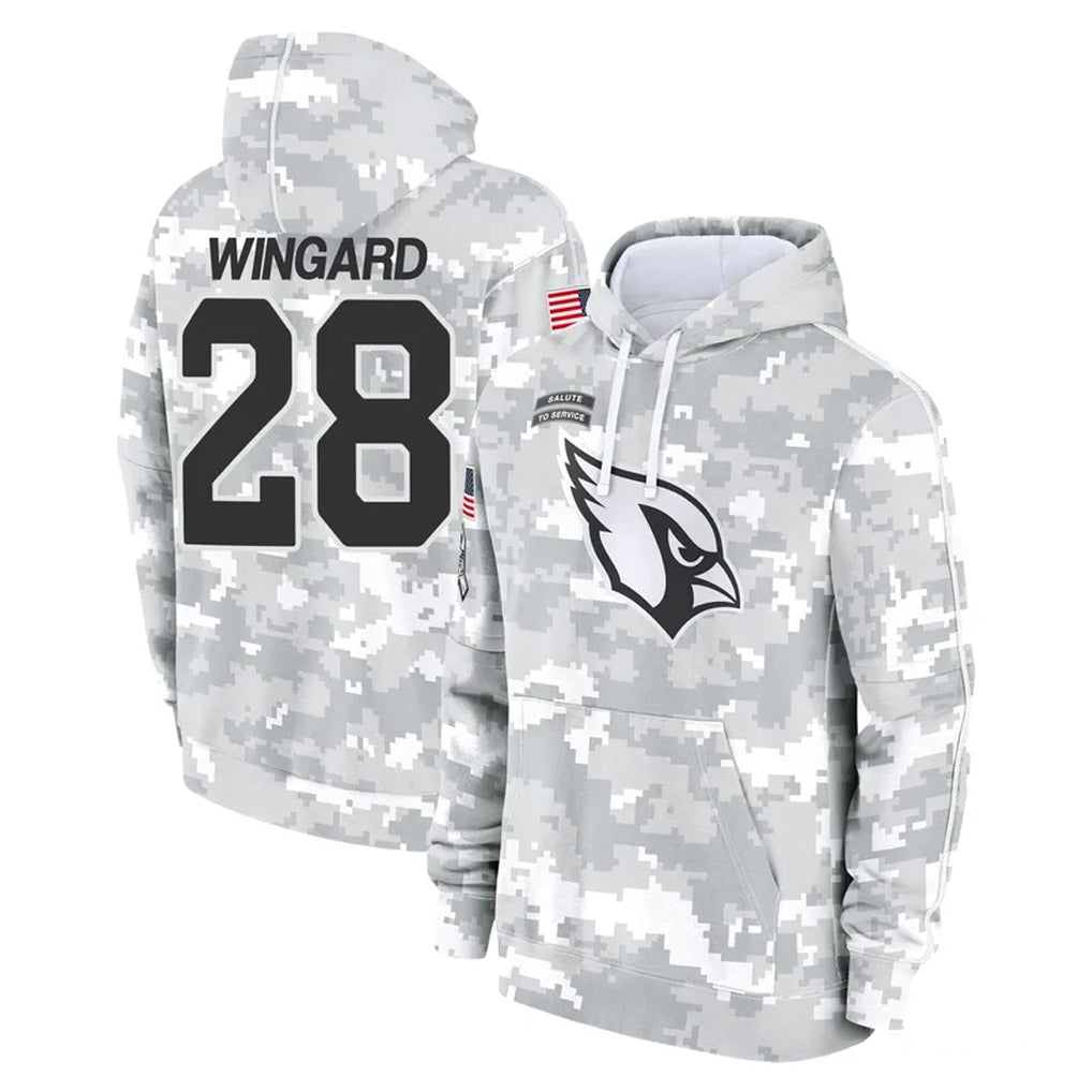 A.Cardinals #28 Andrew Wingard Player Arctic Camo Limited Salute to Service Pullover Hoodies Game Edoa Stitched Jerseys