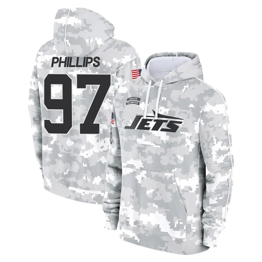 NY.Jets #97 Harrison Phillips Player Arctic Camo Salute to Service Pullover Hoodies Limited Game Edoa Stitched Jerseys