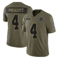 D.Cowboys #4 Dak Prescott Player Olive 2025 Salute to Service Limited Home Game Edoa Stitched Jerseys