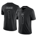 C.Bengals #1 Ja'Marr Chase Player Black Reflective Limited Game Edoa Stitched Jerseys