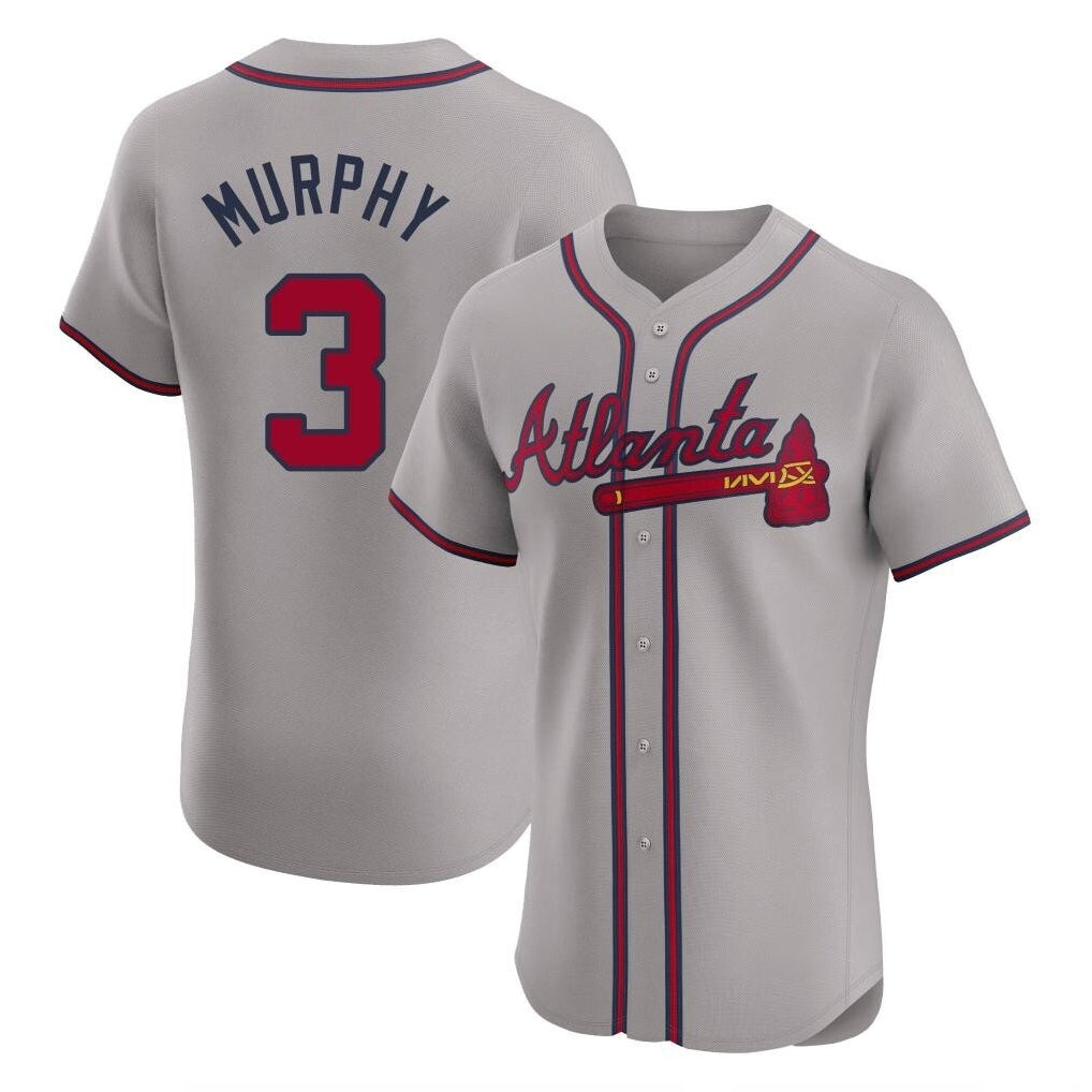 A.Braves #3 Dale Murphy Player Gray Limited Elite Home Game Edoa Stitched Jerseys