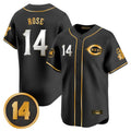 C.Reds #14 Pete Rose Player Black-Gold Vapor Premier Limited Home Edoa Stitched Jerseys