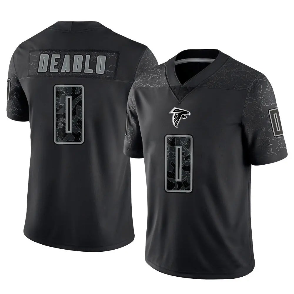 A.Falcons #0 Divine Deablo Player Black RFLCTV Limited Game Edoa Stitched Jerseys