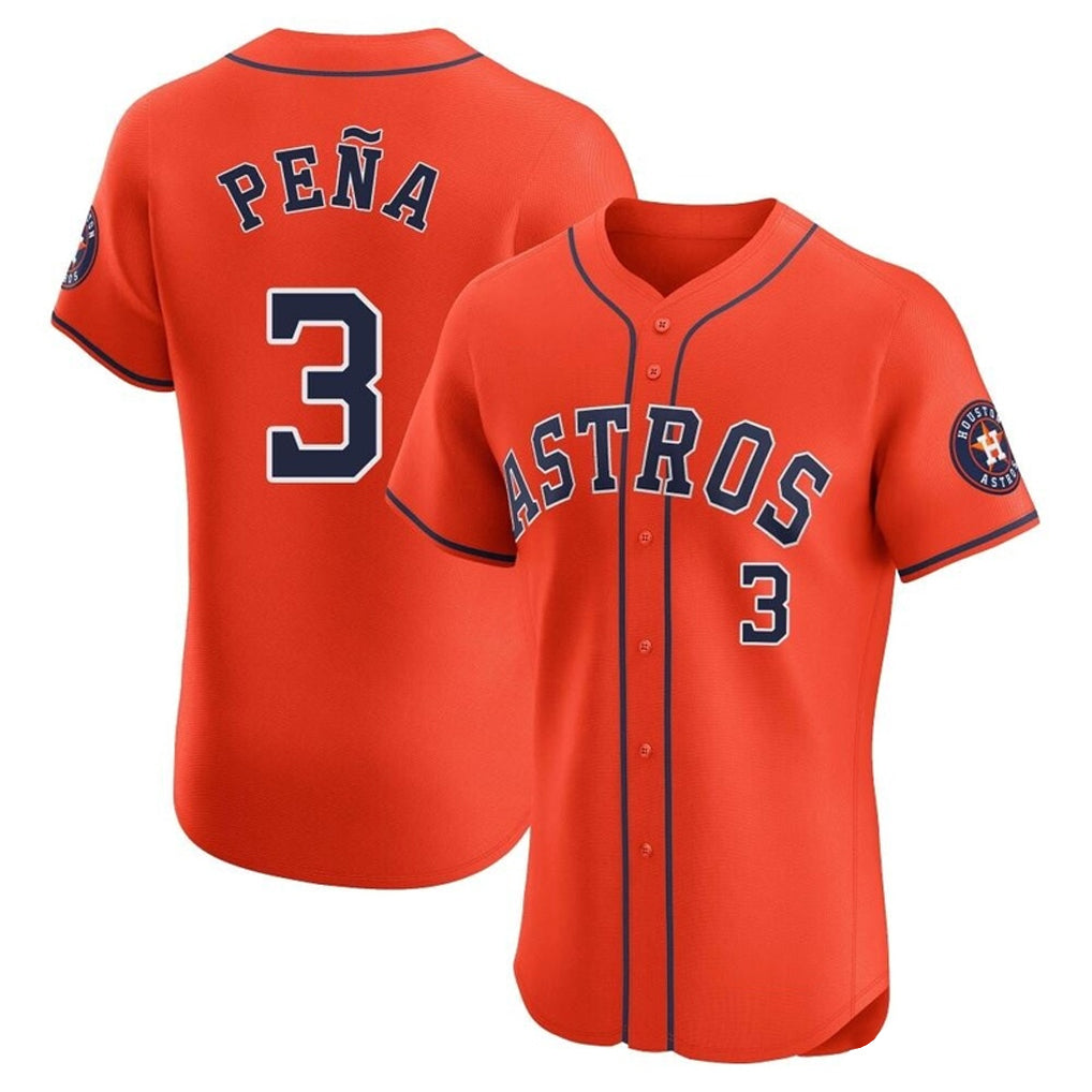 H.Astros #3 Jeremy Pe?a Player Orange Home Limited Elite Edoa Stitched Jerseys