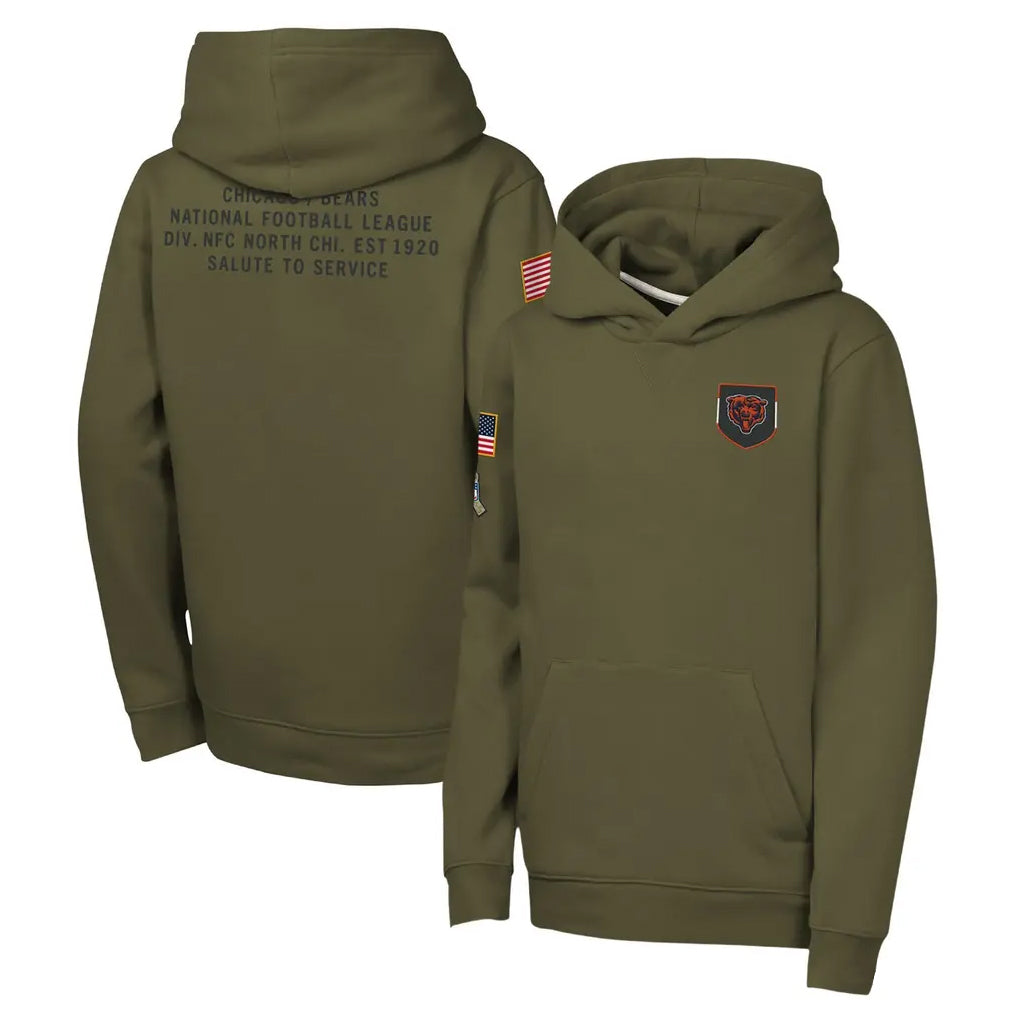 C.Bears ## Bears Blank Player Olive Salute to Service Pullover Hoodies Limited Game Edoa Stitched Jerseys