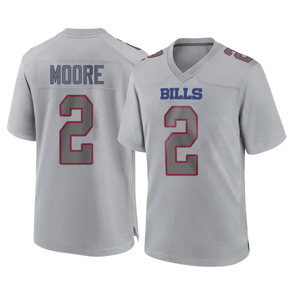 B.Bills #2 DJ Moore Player Gray Home Game Edoa Stitched Jerseys