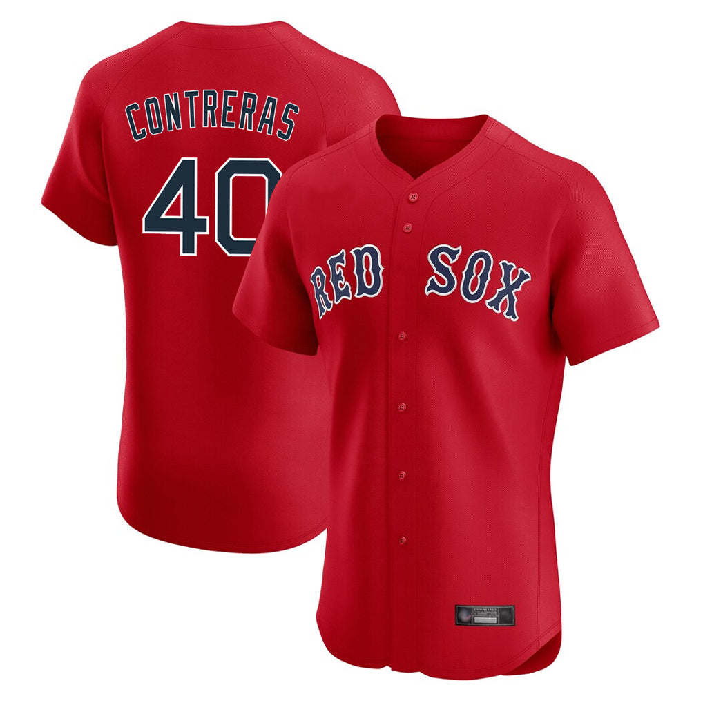 B.Red Sox #40 Willson Contreras Player Red Limited Elite Home Game Edoa Stitched Jerseys