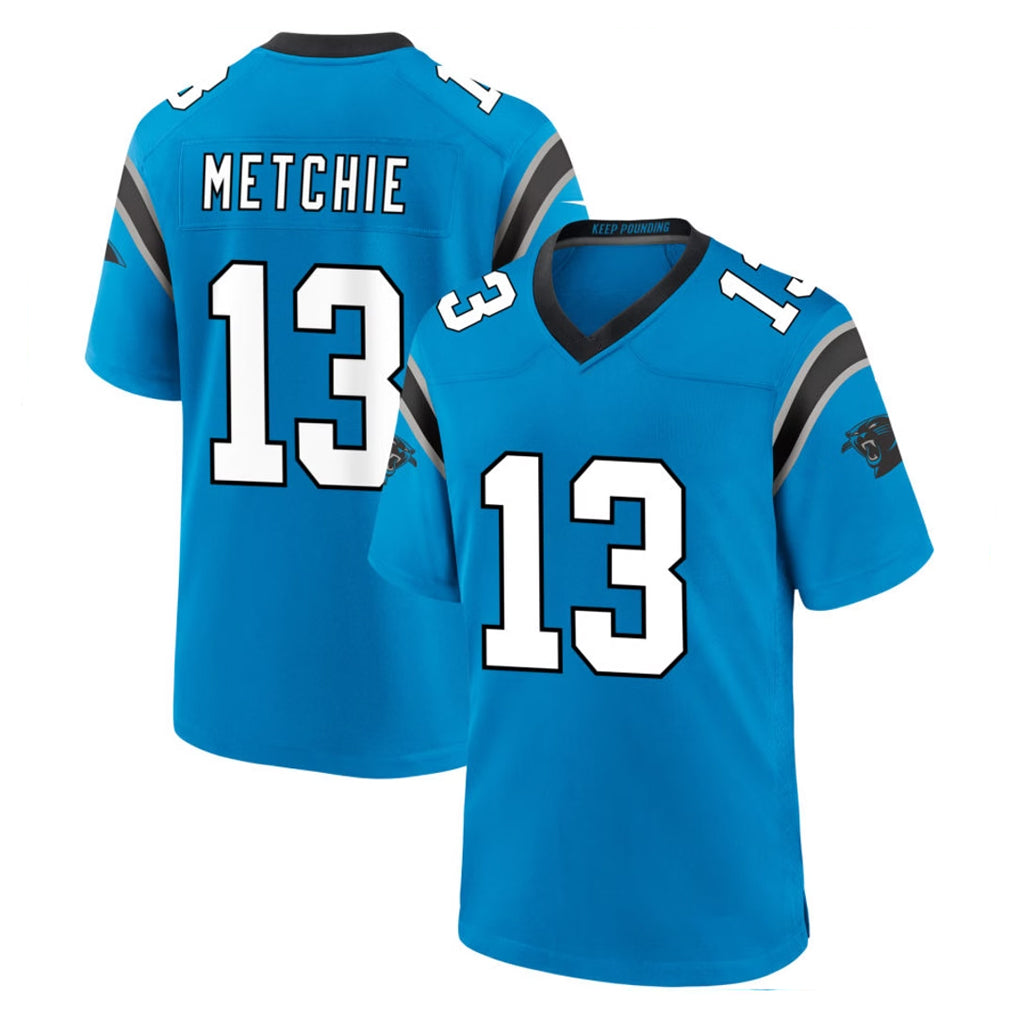 C.Panthers #13 John Metchie III Player Blue Home Game Edoa Stitched Jerseys