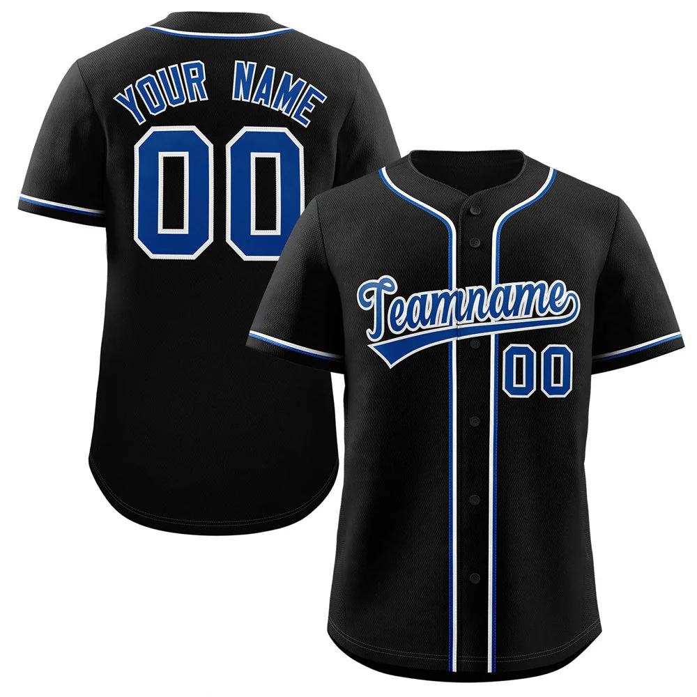 Custom Black Royal-White Classic Style Authentic Baseball Jersey-1