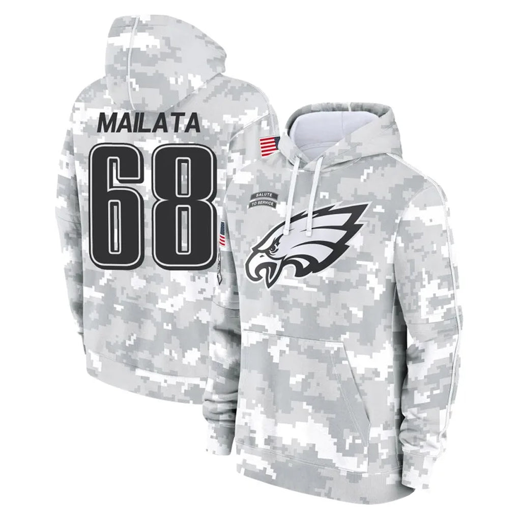 P.Eagles #68 Jordan Mailata Player Arctic Camo Salute to Service Pullover Hoodies Limited Game Edoa Stitched Jerseys