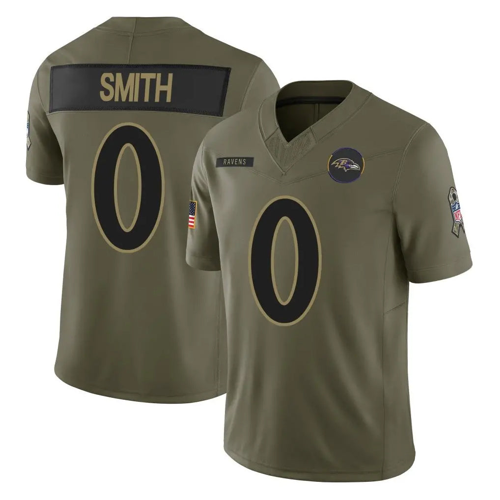 B.Ravens #0 Roquan Smith Player Olive Salute To Service Limited Home Game Edoa Stitched Jerseys