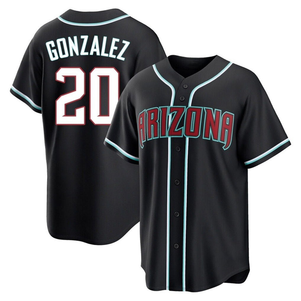 A.Diamondbacks #20 Luis Gonzalez Player Black Home Game Edoa Stitched Jerseys