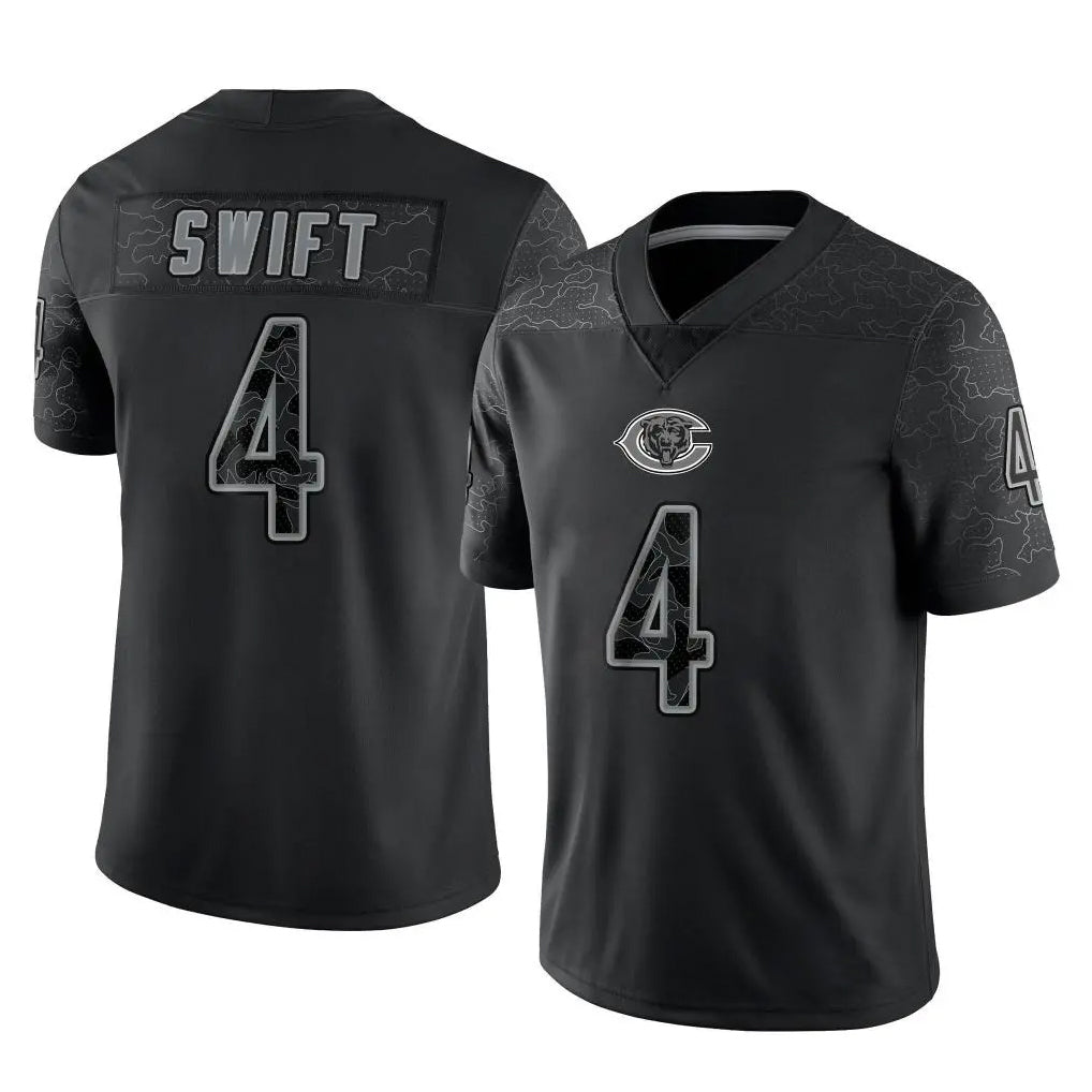 C.Bears #4 D'Andre Swift Player Black REFLECTIVE Limited Game Edoa Stitched Jerseys