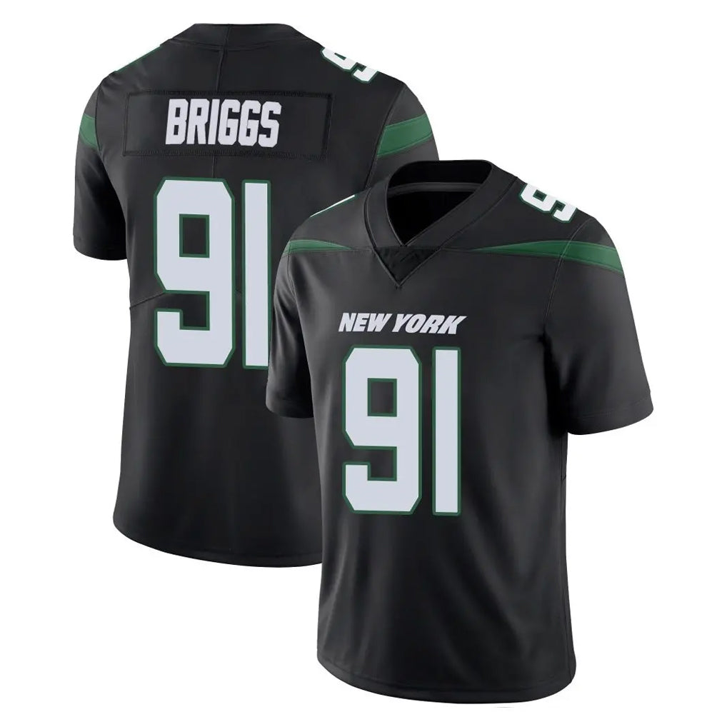 NY.Jets #91 Jowon Briggs Player Stealth Black Limited Vapor Home Game Edoa Stitched Jerseys